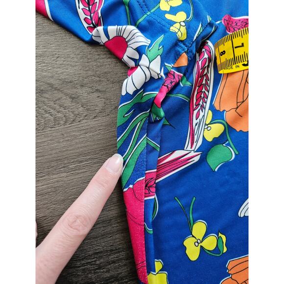 Anatomie Blue Quarter Zip Belle Vizcaya Floral Travel Top Size Medium - Picture 8 of 14